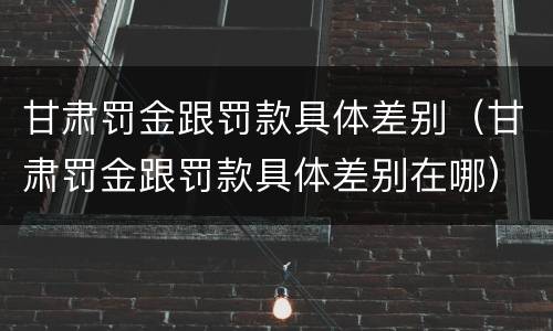 甘肃罚金跟罚款具体差别（甘肃罚金跟罚款具体差别在哪）