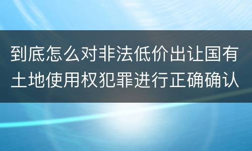 到底怎么对非法低价出让国有土地使用权犯罪进行正确确认
