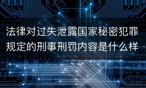 法律对过失泄露国家秘密犯罪规定的刑事刑罚内容是什么样的