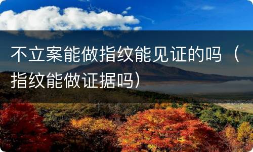 不立案能做指纹能见证的吗（指纹能做证据吗）