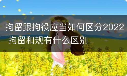 拘留跟拘役应当如何区分2022 拘留和规有什么区别