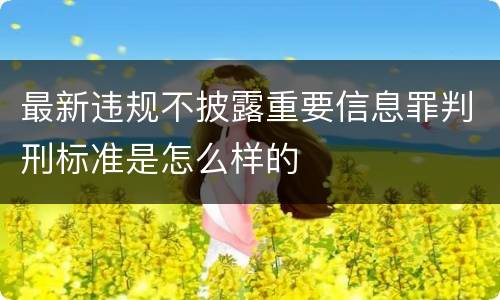 最新违规不披露重要信息罪判刑标准是怎么样的
