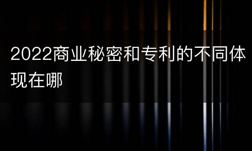 2022商业秘密和专利的不同体现在哪