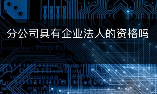 分公司具有企业法人的资格吗