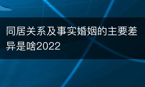 同居关系及事实婚姻的主要差异是啥2022