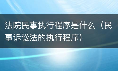 法院民事执行程序是什么（民事诉讼法的执行程序）
