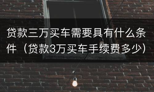贷款三万买车需要具有什么条件（贷款3万买车手续费多少）