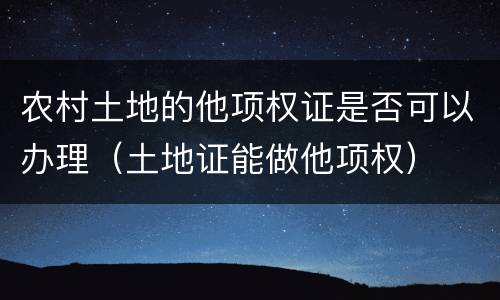 农村土地的他项权证是否可以办理（土地证能做他项权）