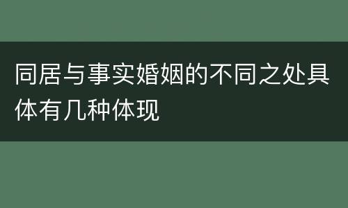 同居与事实婚姻的不同之处具体有几种体现
