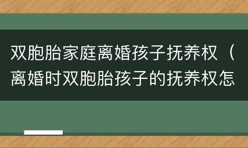双胞胎家庭离婚孩子抚养权（离婚时双胞胎孩子的抚养权怎么判）