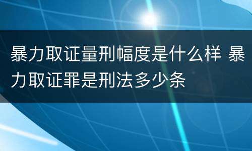 暴力取证量刑幅度是什么样 暴力取证罪是刑法多少条