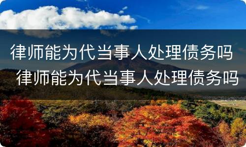 律师能为代当事人处理债务吗 律师能为代当事人处理债务吗