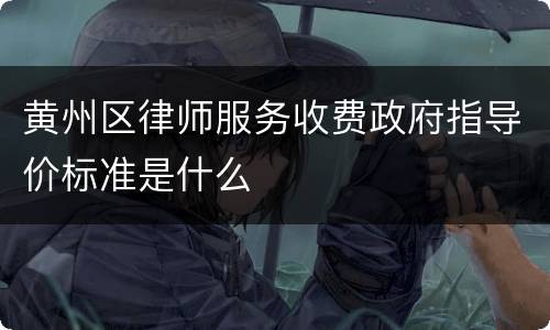 黄州区律师服务收费政府指导价标准是什么