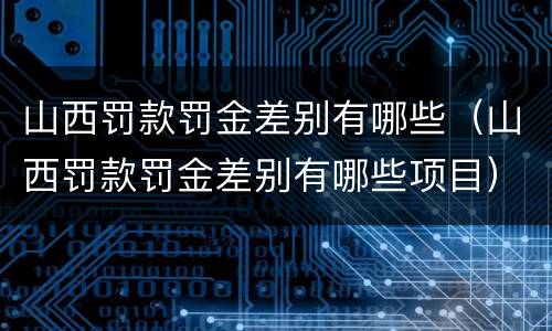 山西罚款罚金差别有哪些（山西罚款罚金差别有哪些项目）