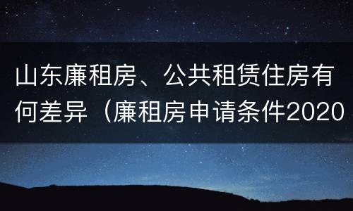山东廉租房、公共租赁住房有何差异（廉租房申请条件2020山东）