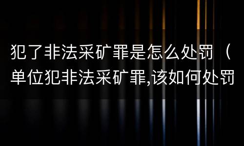犯了非法采矿罪是怎么处罚（单位犯非法采矿罪,该如何处罚?）