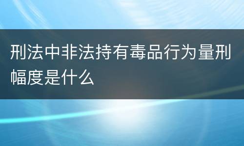 刑法中非法持有毒品行为量刑幅度是什么