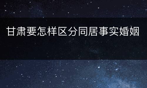 甘肃要怎样区分同居事实婚姻