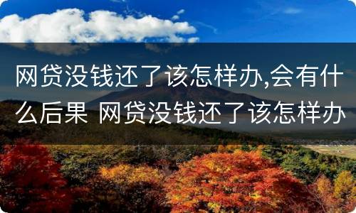 网贷没钱还了该怎样办,会有什么后果 网贷没钱还了该怎样办,会有什么后果吗