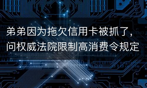 弟弟因为拖欠信用卡被抓了，问权威法院限制高消费令规定是什么