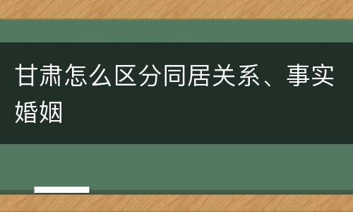 甘肃怎么区分同居关系、事实婚姻