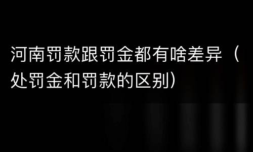 河南罚款跟罚金都有啥差异（处罚金和罚款的区别）