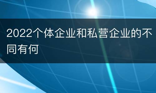 2022个体企业和私营企业的不同有何