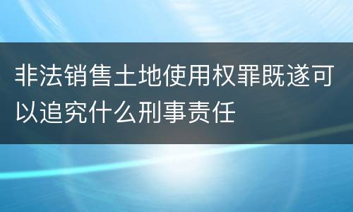 非法销售土地使用权罪既遂可以追究什么刑事责任