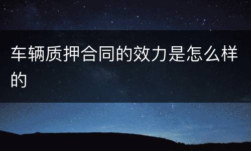 车辆质押合同的效力是怎么样的