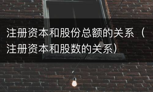 注册资本和股份总额的关系（注册资本和股数的关系）