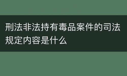 刑法非法持有毒品案件的司法规定内容是什么