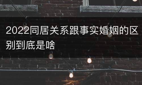 2022同居关系跟事实婚姻的区别到底是啥