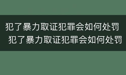 犯了暴力取证犯罪会如何处罚 犯了暴力取证犯罪会如何处罚呢