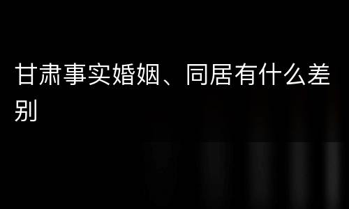 甘肃事实婚姻、同居有什么差别