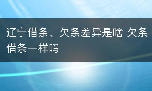 辽宁借条、欠条差异是啥 欠条借条一样吗