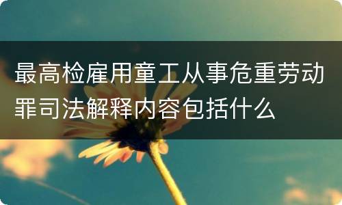 最高检雇用童工从事危重劳动罪司法解释内容包括什么