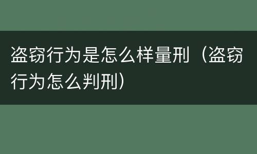 盗窃行为是怎么样量刑（盗窃行为怎么判刑）