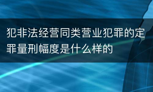 犯非法经营同类营业犯罪的定罪量刑幅度是什么样的