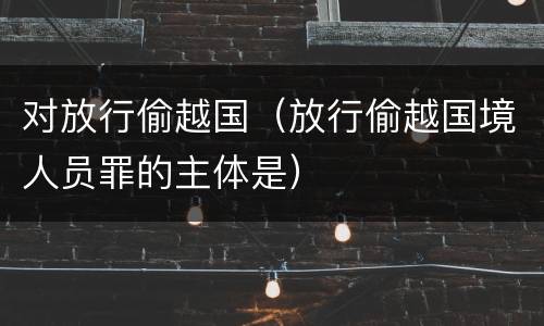 对放行偷越国（放行偷越国境人员罪的主体是）