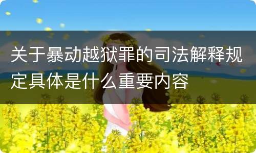 关于暴动越狱罪的司法解释规定具体是什么重要内容