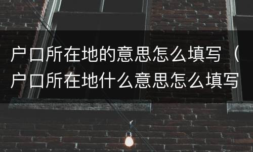 户口所在地的意思怎么填写（户口所在地什么意思怎么填写）