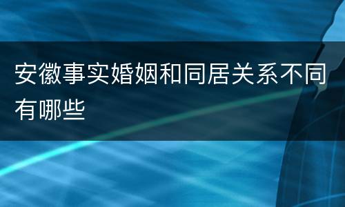 安徽事实婚姻和同居关系不同有哪些
