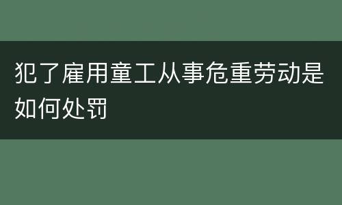 犯了雇用童工从事危重劳动是如何处罚