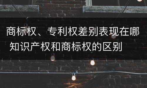 商标权、专利权差别表现在哪 知识产权和商标权的区别