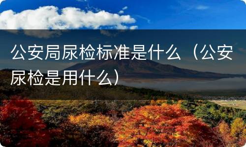 公安局尿检标准是什么（公安尿检是用什么）
