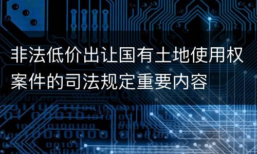 非法低价出让国有土地使用权案件的司法规定重要内容