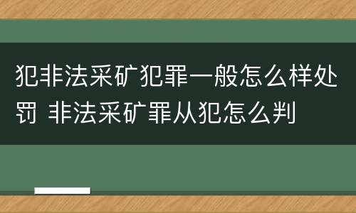 犯非法采矿犯罪一般怎么样处罚 非法采矿罪从犯怎么判