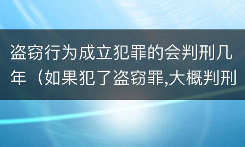 盗窃行为成立犯罪的会判刑几年（如果犯了盗窃罪,大概判刑多少年?）