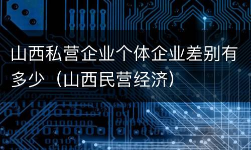 山西私营企业个体企业差别有多少（山西民营经济）