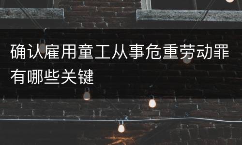 确认雇用童工从事危重劳动罪有哪些关键